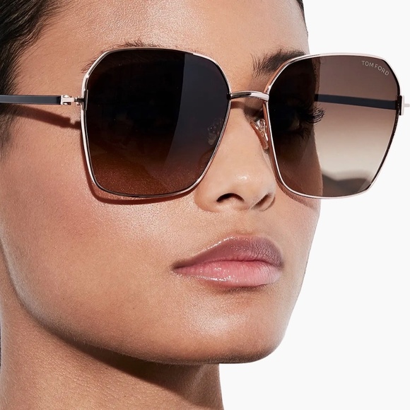 Tom Ford 62MM Metal Geometric Gradient Claudia Sunglasses main image 7